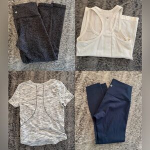 8 items lululemon bundle: 4 leggings and 4 shirts